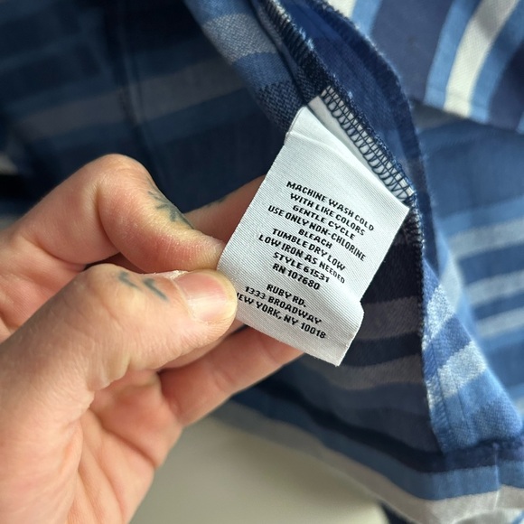 Ruby Rd. Navy and Light Blue Striped Cardigan - Picture 8 of 16